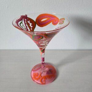 Lolita Paisley Love My Martini Glass Hand Painted Recipe On The Bottom